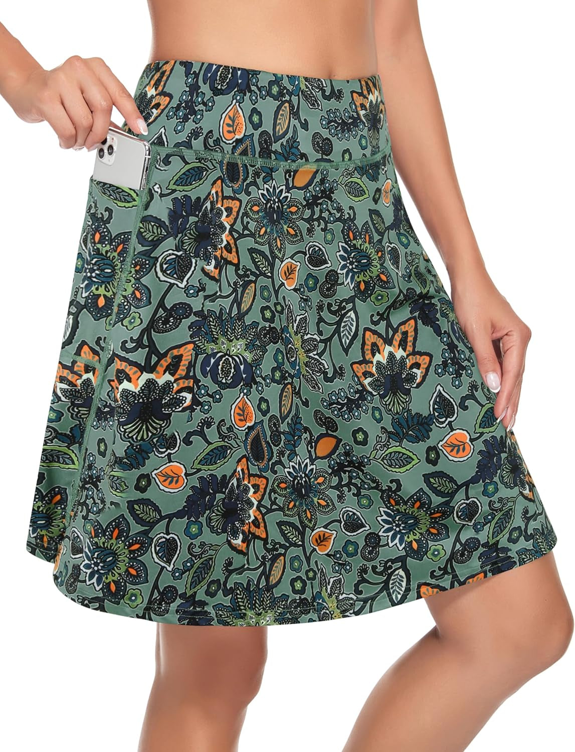 Women'S 20" Knee Length Skorts Skirts Tennis Athletic Golf Causal Skort with 4 Pockets