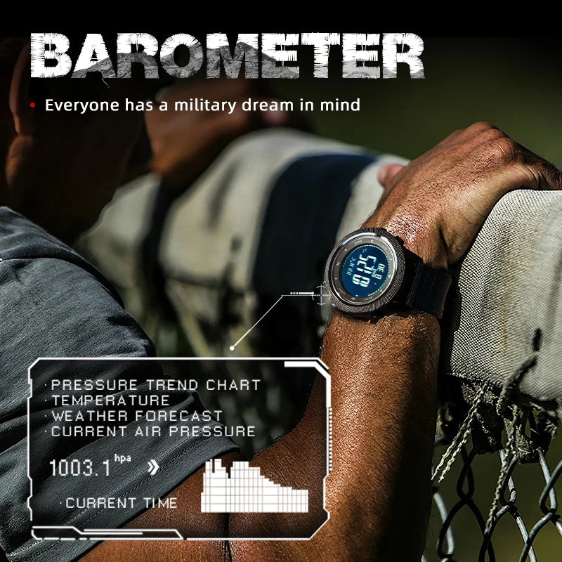 APACHE-46 Men Digital Watch Outdoor Sports Running Swimming Outdoor Sport Watches Altimeter Barometer Compass WR50M